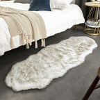 Ashler Home Deco Ultra Soft Faux Fox Fur Rug White Brown Fluffy Area Rug - Image 4