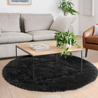 Black Small Round Rug 3Ft for Bedroom, Fluffy Circle Area Rugs for Living Room - Image 5
