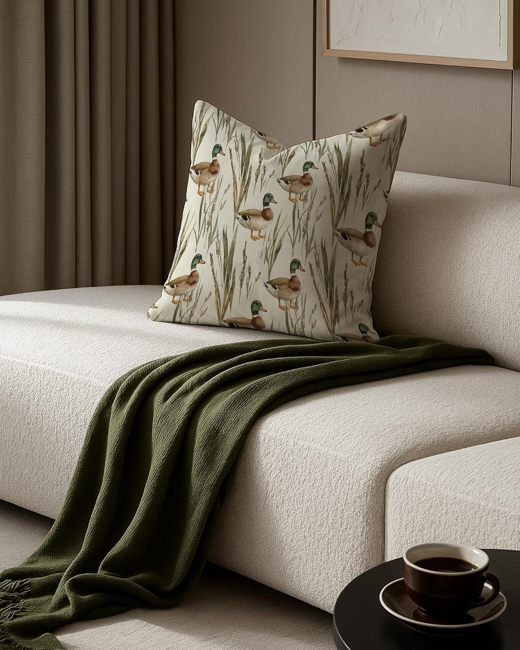 Rustic Farmhouse Mallard Duck Pillow Covers 18x18, Mallard Duck Nursery Decor, Ducks Hunting Gifts Decorative Throw Pillow Covers for Kids Room Home Living Room Bedroom