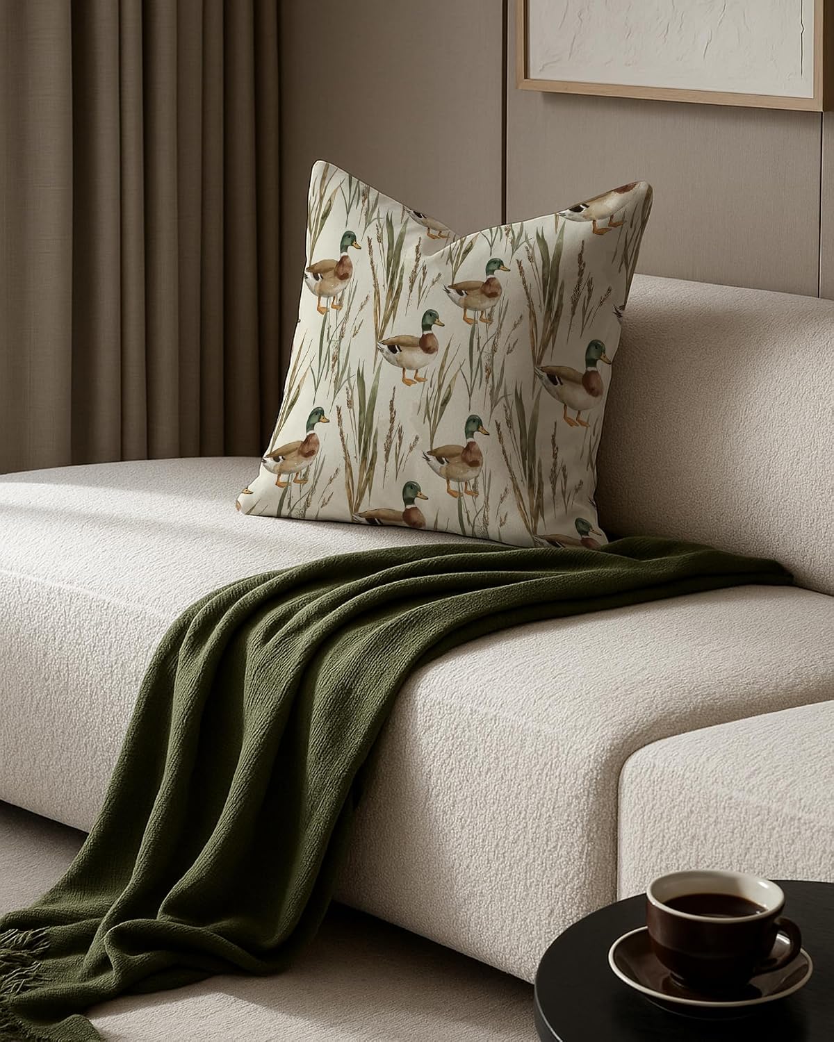 Rustic Farmhouse Mallard Duck Pillow Covers 18x18, Mallard Duck Nursery Decor, Ducks Hunting Gifts Decorative Throw Pillow Covers for Kids Room Home Living Room Bedroom