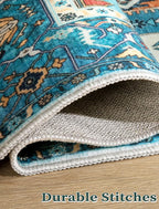 SERISSA Runner Rug for Hallways, Extra Long Boho Rug Ultra Soft Vintage Blue - Image 7