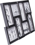 Malden 8-Opening 4x6 Collage Picture Frame, Black Plastic, Wall Mount