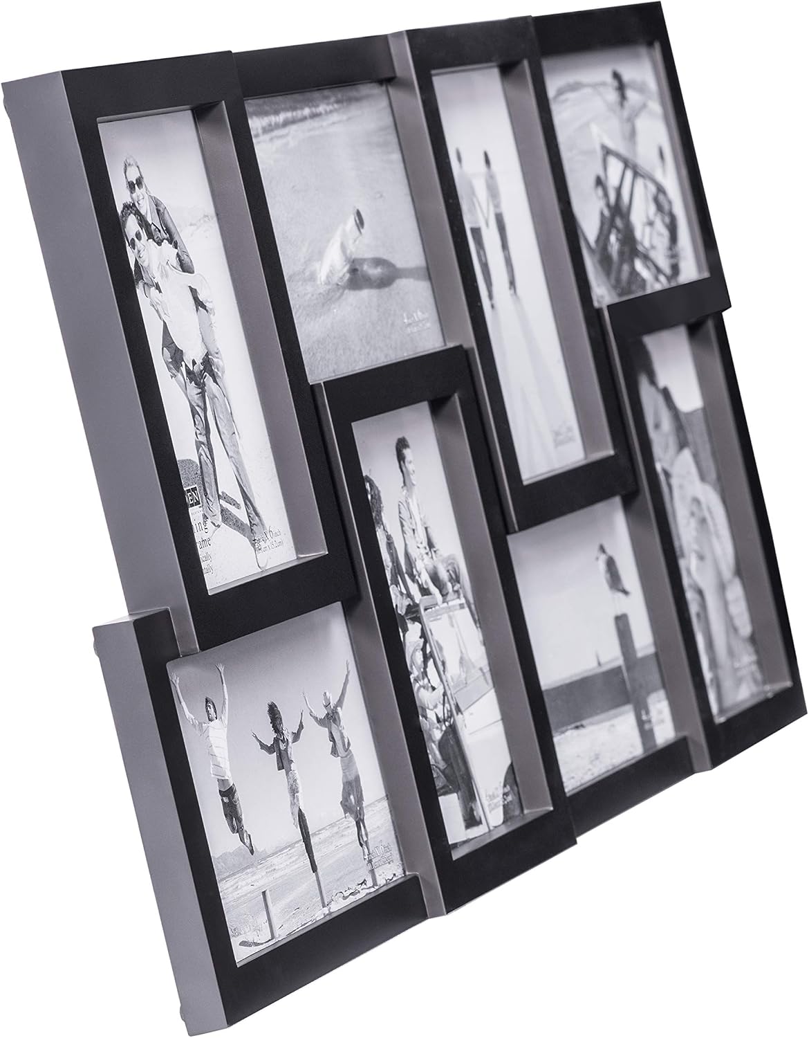Malden 8-Opening 4x6 Collage Picture Frame, Black Plastic, Wall Mount
