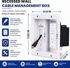 Premium in Wall TV Cable Management Kit for 65+ Inch Smart TVs with Recessed Triple Outlet Box, Wire Hider, Pass Through Plate, Low Voltage Cable Plate, Wire Concealer, Home Theater DIY