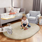 Ophanie 3x5 Oval Ivory Rugs for Bedroom Living Room, Fluffy Fuzzy Furry Carpet - Image 3
