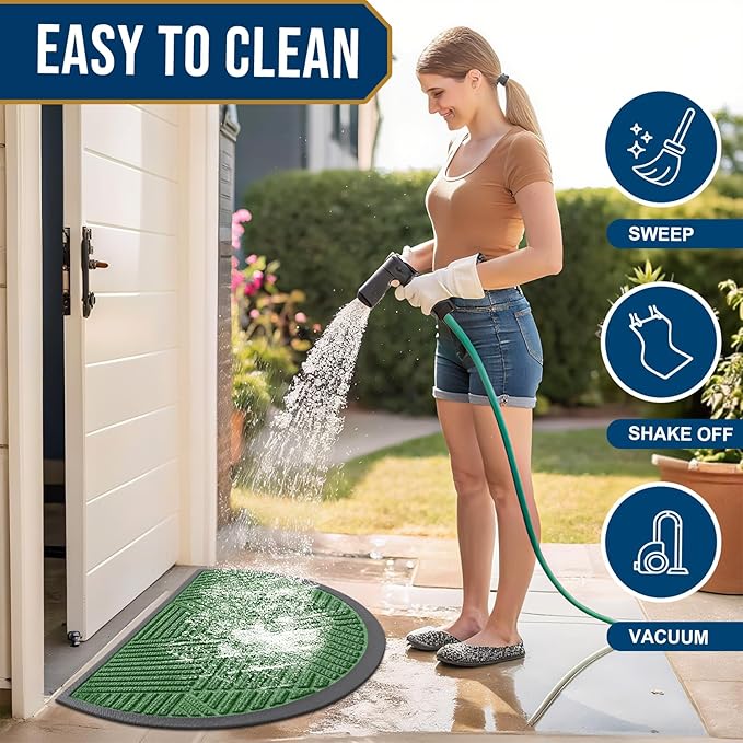 Smiry Half Circle Front Door Mat Outside Entrance, Heavy Duty Sturdy Natural - Image 6