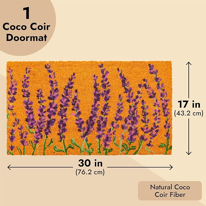 Juvale Lavender Floral Door Mat - Image 3