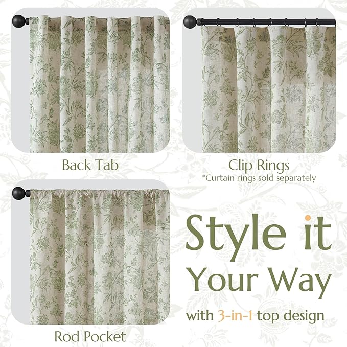 jinchan Linen Floral Curtains for Living Room - Image 5