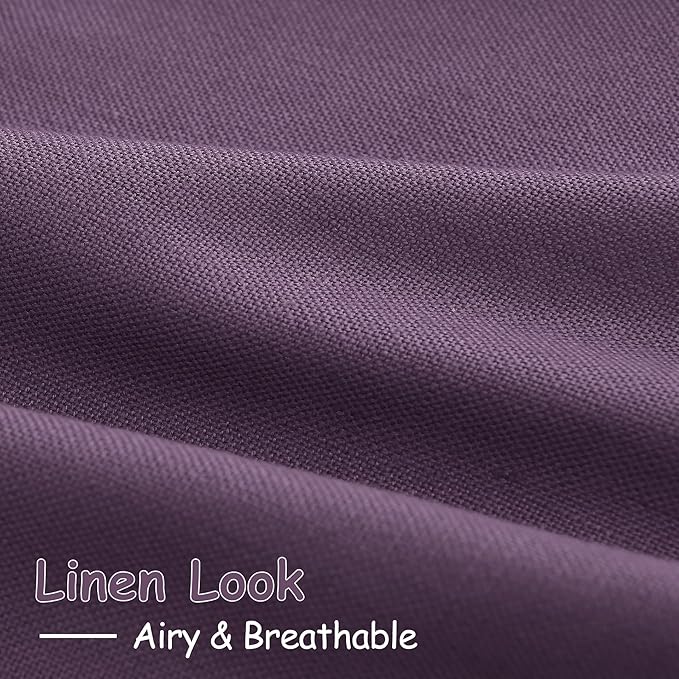 Plum Linen Curtains 102 Inches Long Rod Pocket Back Tab Drapes 2 Panels Set - Image 5