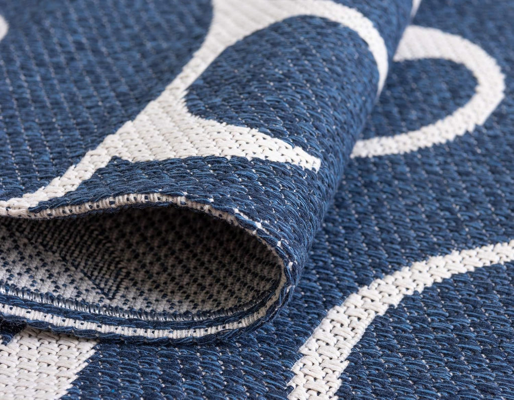 Unique Loom Decatur Collection Damask Botanical, Geometric, Modern Area Rug (2' 2 x 3' 0 Rectangular, Navy Blue/ Ivory)