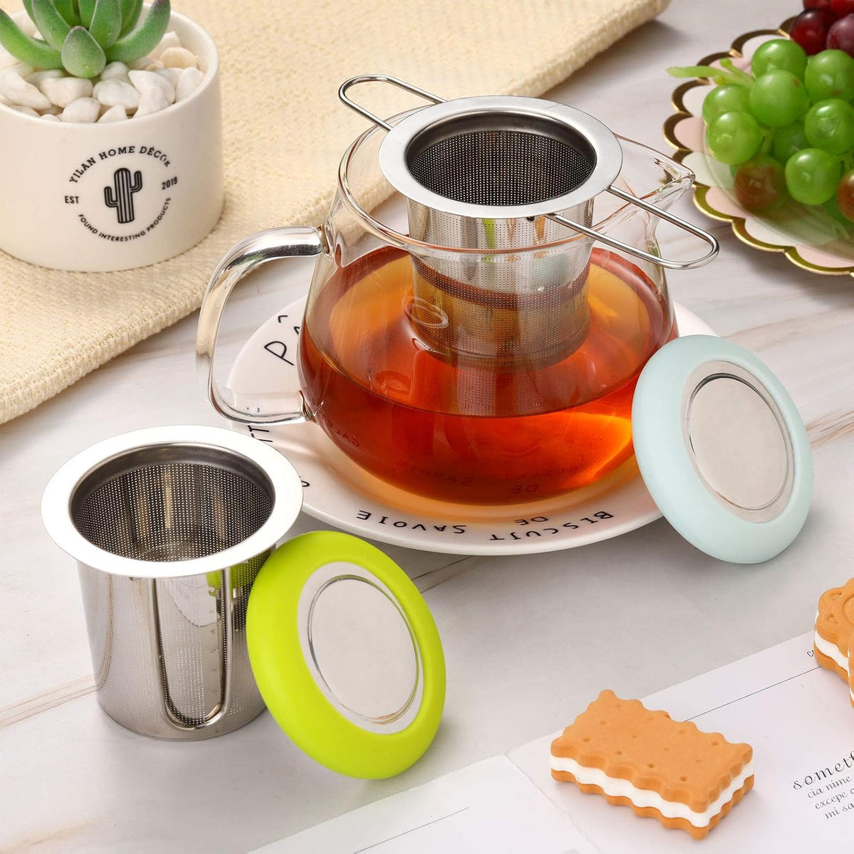 Patelai 2 Pcs Tea Infusers with Scoop Tea Infusers for Loose Teas