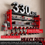 NattyDot Power Tool Drill Holder Wall Mount, 4Tier Garage Organizer, Red