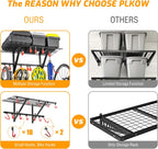 PLKOW Garage Wall Shelving with Bike Hooks, Adjustable Storage Rack