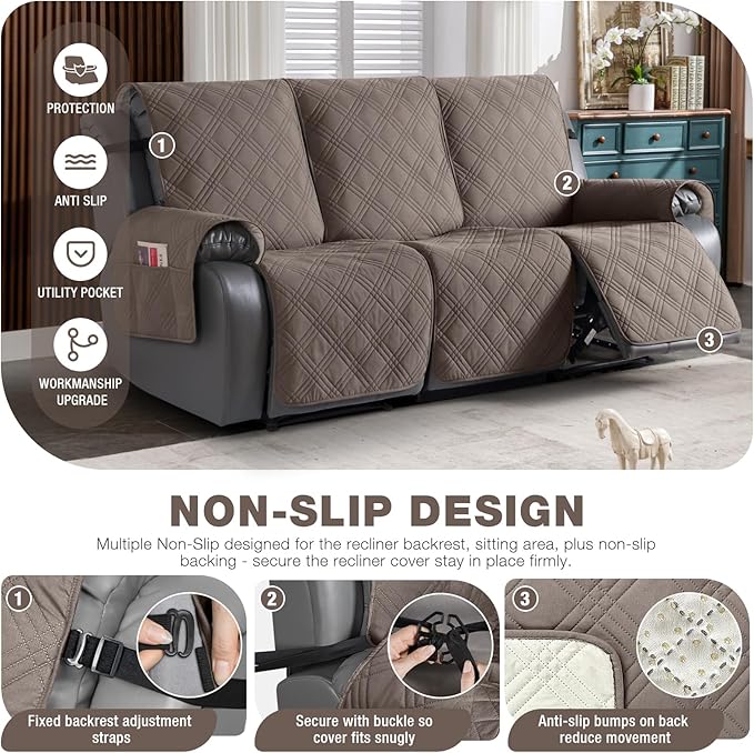TAOCOCO 100% Waterproof Recliner Sofa Cover, Non Slip Split Couch Covers - Image 4