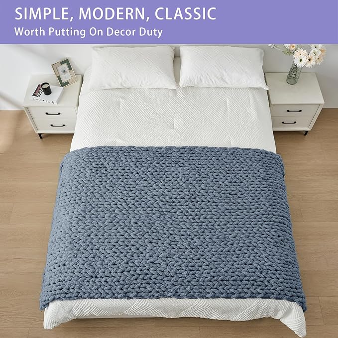 Bigacogo Chunky Knit Throw Blanket - Image 3