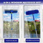 Window Cleaner Squeegee Kit - 2.38M (94inch) Cleaning Equipment with Long Handle 3 in 1 Extendable Window Cleaning Tool for High Windows, Glass, Home, Wall and Car
