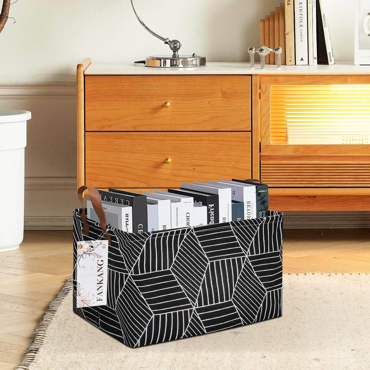 Rectangular Black Cube Storage Bin Nursery Hamper