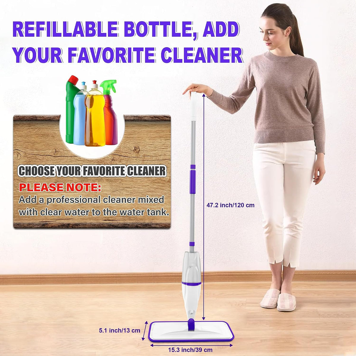 Wet Dry Mops Refillable Hardwood Floor Mop: Spray Mops for Floor Cleaning
