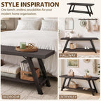LVB Entryway Bench with Storage, Wood Bench for Entryway, Dark Gray Oak