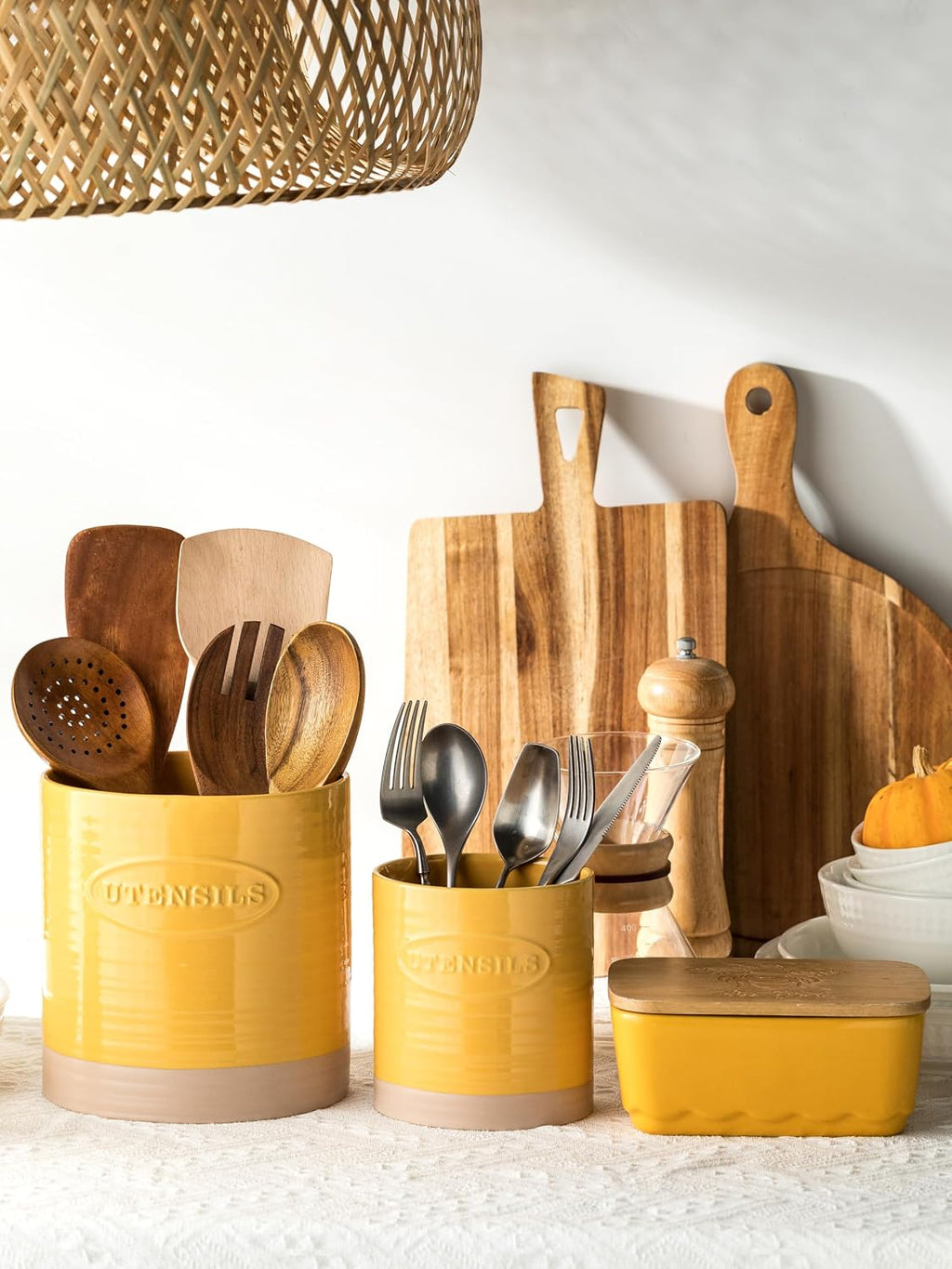 YHOSSEUN Kitchen Utensil Holder Set of 2,Utensil Holder for Kitchen Counter