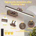 Picture Light for Wall, RF Remote, USB Charging Brown