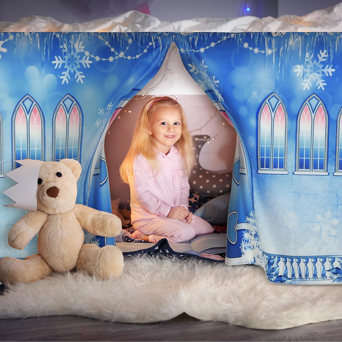 Hahafelt Loft Bed Tent Curtains Snowflake, Low Twin Bunk Privacy