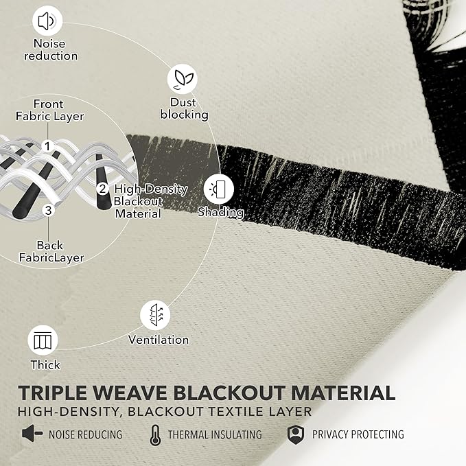 Deconovo Blackout Curtains, Thermal Insulated, W42 x L72 2 Panels, Back Tab - Image 6