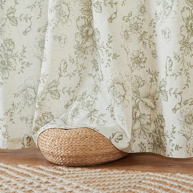jinchan Linen Floral Curtains 100 Inch Extra Wide - Image 8