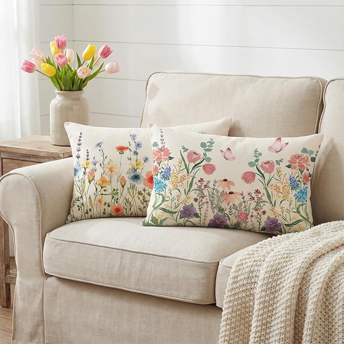 ONFAON Spring Summer Pillow Covers 20x12 Set of 4, Seasonal Holiday Farmhouse - Image 5