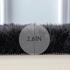 linmopm Faux Fur Rug Sheepskin Shag Fluffy Fuzzy Black 3x3 ft Rugs - Image 2