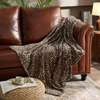 BEDELITE Fleece Blanket Soft Plush Throw for Couch Brown Leopard 50"x60"