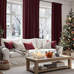 Burgundy 100% Blackout Linen Curtains 72 Inch Length 2 Panels Set - Image 9