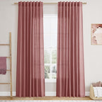 Canyon Rose Linen Curtains 84 Inch Length 2 Panels Set by Nanspring