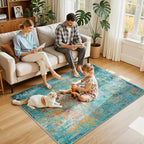 Washable Area Rugs 4'x6' Non-Slip Modern Abstract Soft - Image 2