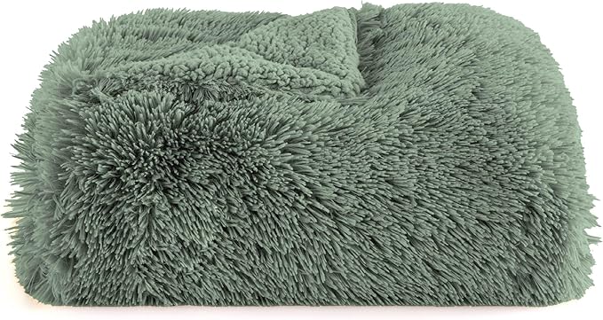Bedsure GentleSoft Fuzzy Sherpa Faux Fur Twin Blanket Sage Green Cozy Gifts - Image 8