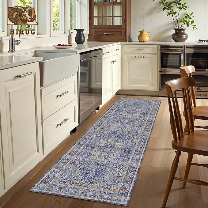 Washable Area Rug 2'6'' x 8' Vintage Traditional Persian Mat - Image 4