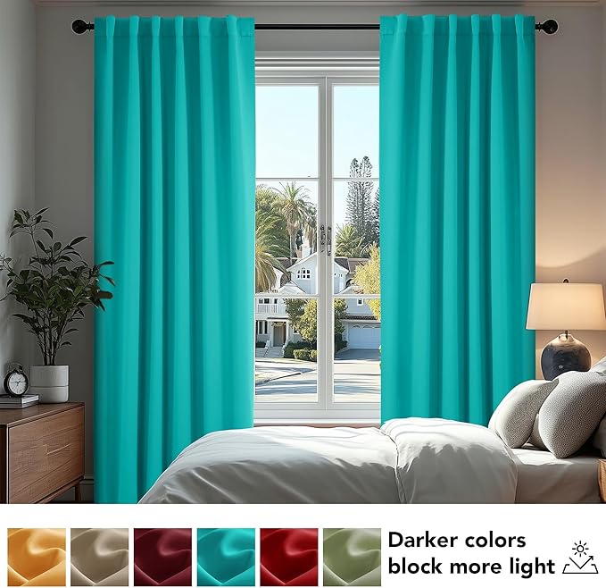 Deconovo Blackout Curtains, Thermal Insulated, W52 x L108 2 Panels, Back Tab - Image 4