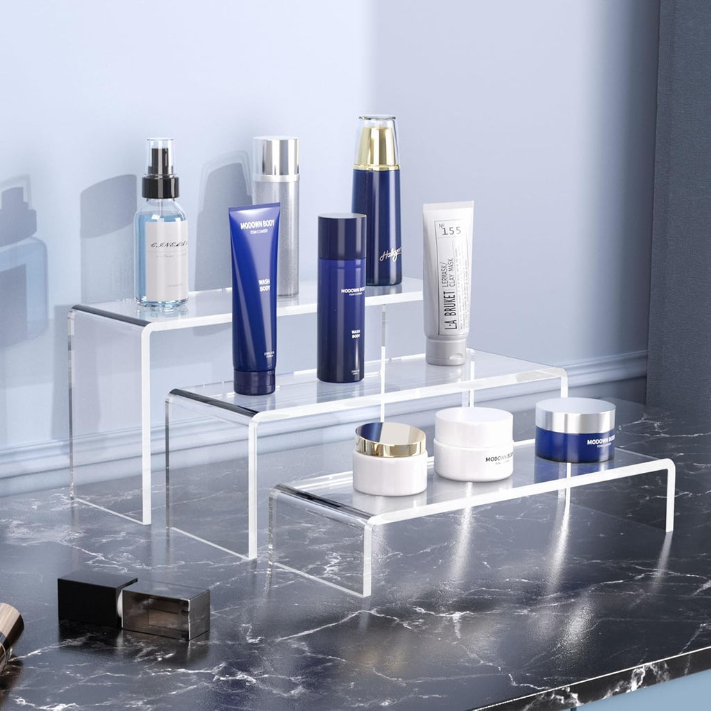 Goabroa Clear Display Risers, 8'' Display Shelves, Riser for Decor, 6 Pcs