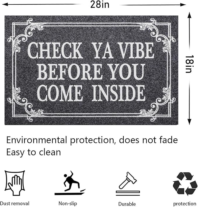 Front Door Indoor Outdoor Entrance Doormat Grey Rubber Welcome Door Mat Come - Image 3