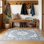 RELEANY Area Rugs 3'x5' Washable Non-Slip, Floral Vintage Distress Print - Image 2