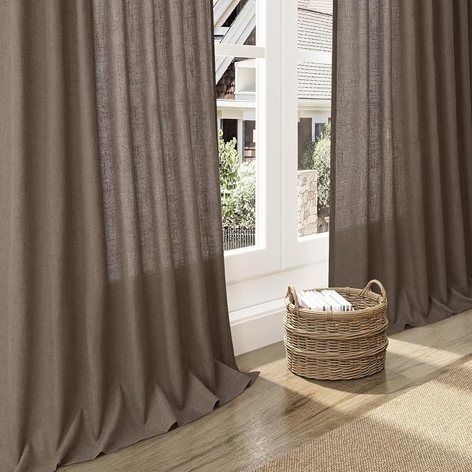 Light Brown Linen Curtains 90 Inch Length 2 Panels Set - Image 6