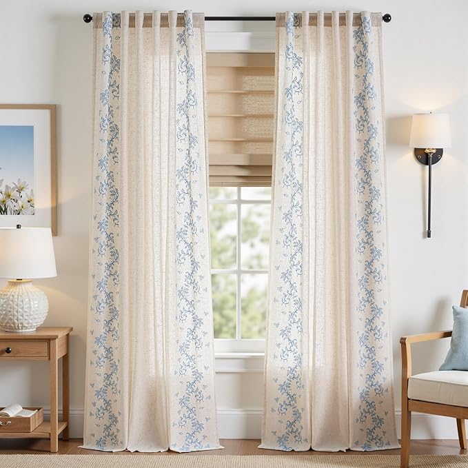jinchan Evelyn Embroidered Linen Curtains - Image 2