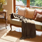 lifein Throw Blanket for Couch, Soft Boho Decor Bed Throw, Cozy Brown Knitted - Image 8