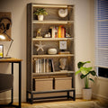 Tribesigns Tall Bookcase Bookshelf, 70.8" Large Bookcases Organizer with LED Lights, Heavy Duty Free-Standing Library Bookshelf with 5-Tier Storage Shelves for Living Room, Bedroom (Gray)