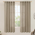 LAMIT Linen Curtains 60 Inch Length 2 Panels, Light Filtering Panels Back Tab by LAMIT