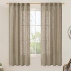 LAMIT Linen Curtains 60 Inch Length 2 Panels, Light Filtering Panels Back Tab by LAMIT