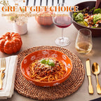 4 Pcs Thanksgiving Pumpkin Pasta Bowls 40 oz Ceramic Dinnerware Set