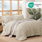 Queen Size Comforter Set- 7 Pieces Tufted Bed in a Bag Queen Bedding Sets