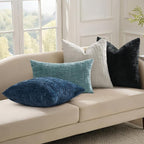 decorUhome Black Chenille Euro Sham Throw Pillow Covers 26x26 Set of 2 Textured - Image 7