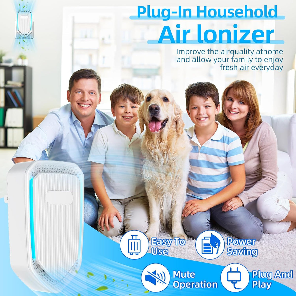 2026 Upgraded Air Ionizer Purifier for Home, Plug-in Negative Ion Generator Air Freshener for Bedroom Bathroom Kitchen Pet Room, Quiet Filterless Ionic Air Cleaner for Smoke Dust, 8 Pack